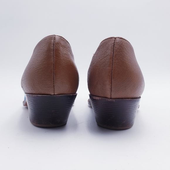 Vintage 90s y2k Leather /Denim Boho Western Cowgirl Heeled Low Heel Bootie 7 - Picture 3 of 11